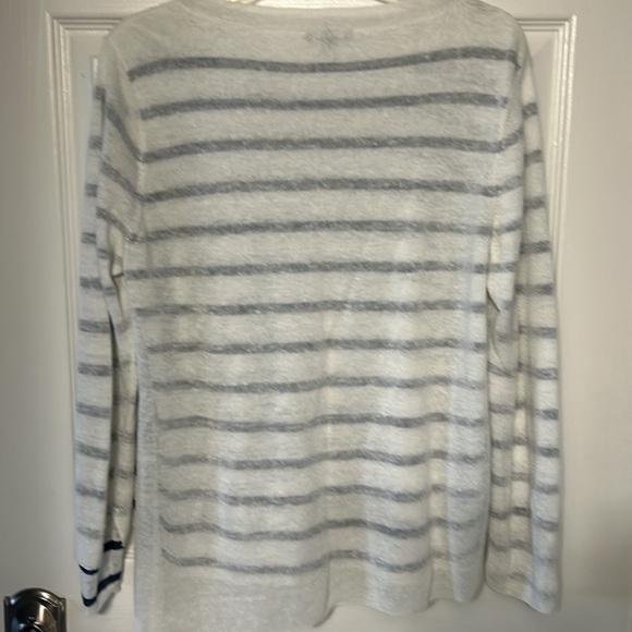 Eileen Fisher Ballet Neck Double Layer Top in Linen Crepe Knit in Soft White M - Picture 9 of 9